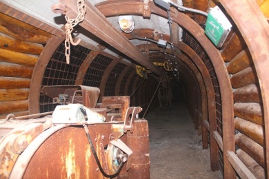 Deep underground coal mine in Carbonia. 