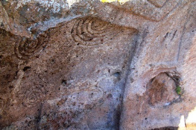 Spiral carvings on the cave walls. 
