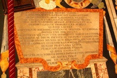 A tomb of one of the knights of the Order of St.John on the floor of the Cathedral dated 14 May 1761. 