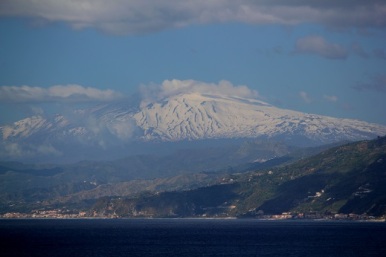 Mount Etna as we sail past. 