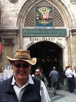 At the entrance to the Grand Bazaar in Istanbul. 