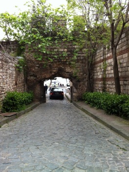 A road through the ancient town walls.