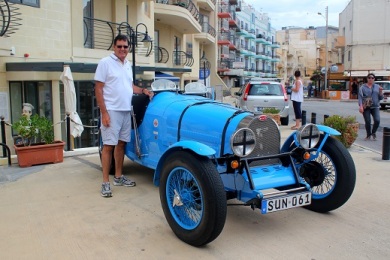 The Malta Car Collection. Outside with a Bugatti. 