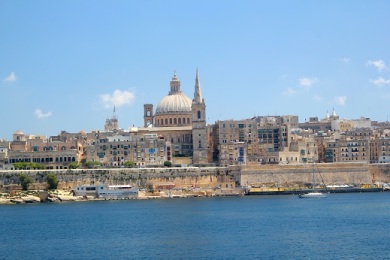St. Paul's Church from Sliema Harbour. 