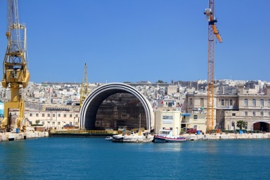 A covered dry dock for super yachts. 