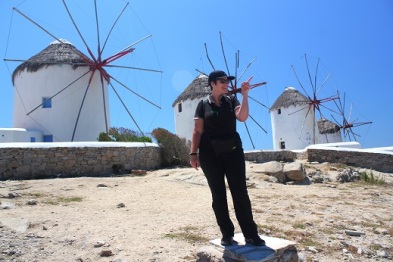 The windmills of Mykonos with the “Director”. 