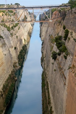The canal cut through solid rock. 