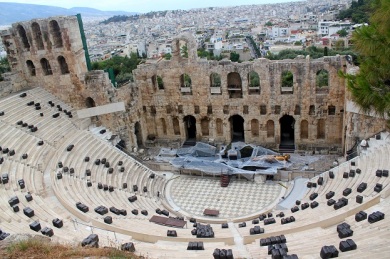 The Herod Atticus Odeum where they were setting up to show 