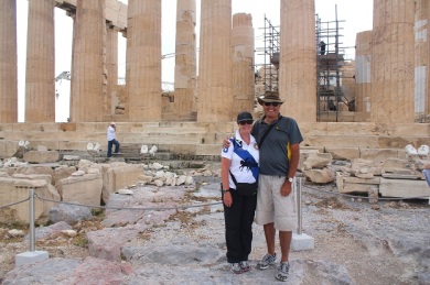 A warm but slightly cloudy day on the Acropolis. 