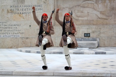 The changing of the guards process reminded us of John Cleese's department of silly walks. 