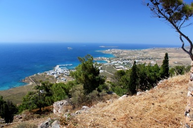 A drive to the Church of Ayios Antonios to see the South East coast of Paros. 