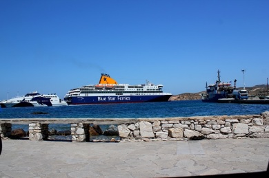 Down at Paros Port when the Blue Star Ferry arrived. 