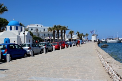 Main Street of Paros Port. 