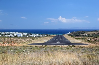 The small runway on Paros. No jetliners here. 