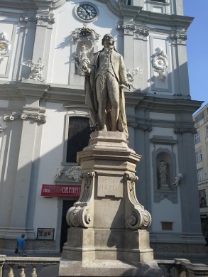 The statue of Josef Haydn in Vienna city centre. No relation to the Aussie Cricketer. 