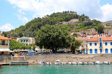 The Castle walls from the port of Nafpraktos. 