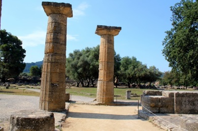 The remaining pillars in the temple of Hera. 
