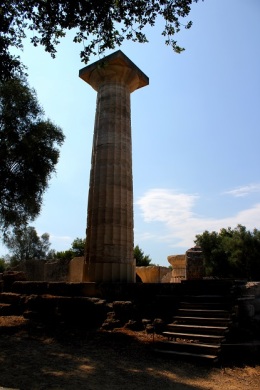 The large column in the Temple of Zeus. 