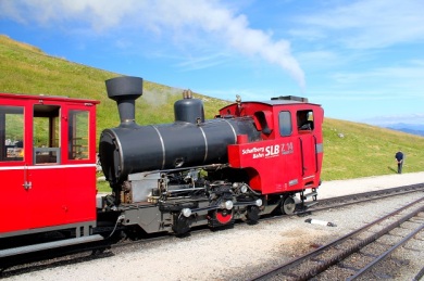 The little engine that could. The boiler is at an angle so that it is level during the steep climb. 