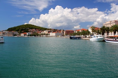 Split harbour and the Marjan Hill in the background. 