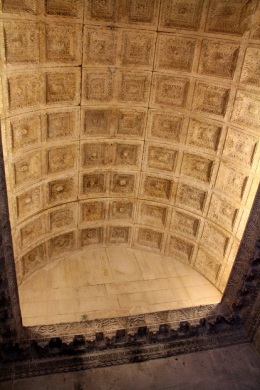 The ornate ceiling of the Roman Temple of Jupiter. 