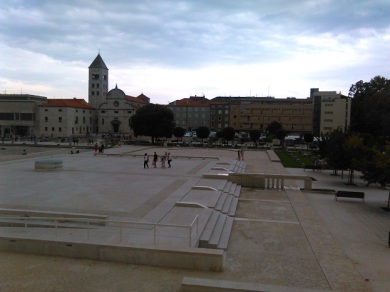 The view from our apartment window in Zadar. Overlooking the Roman Forum. 
