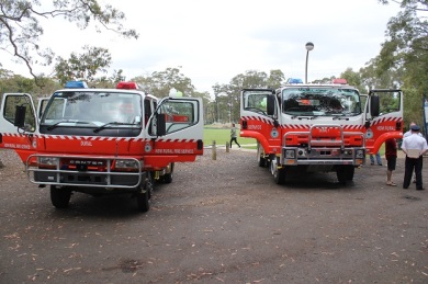 The latest Dural Fire Trucks at the 70th Anniversary celebration picnic. 