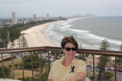 On the balcony of our Burleigh Heads apartment. 